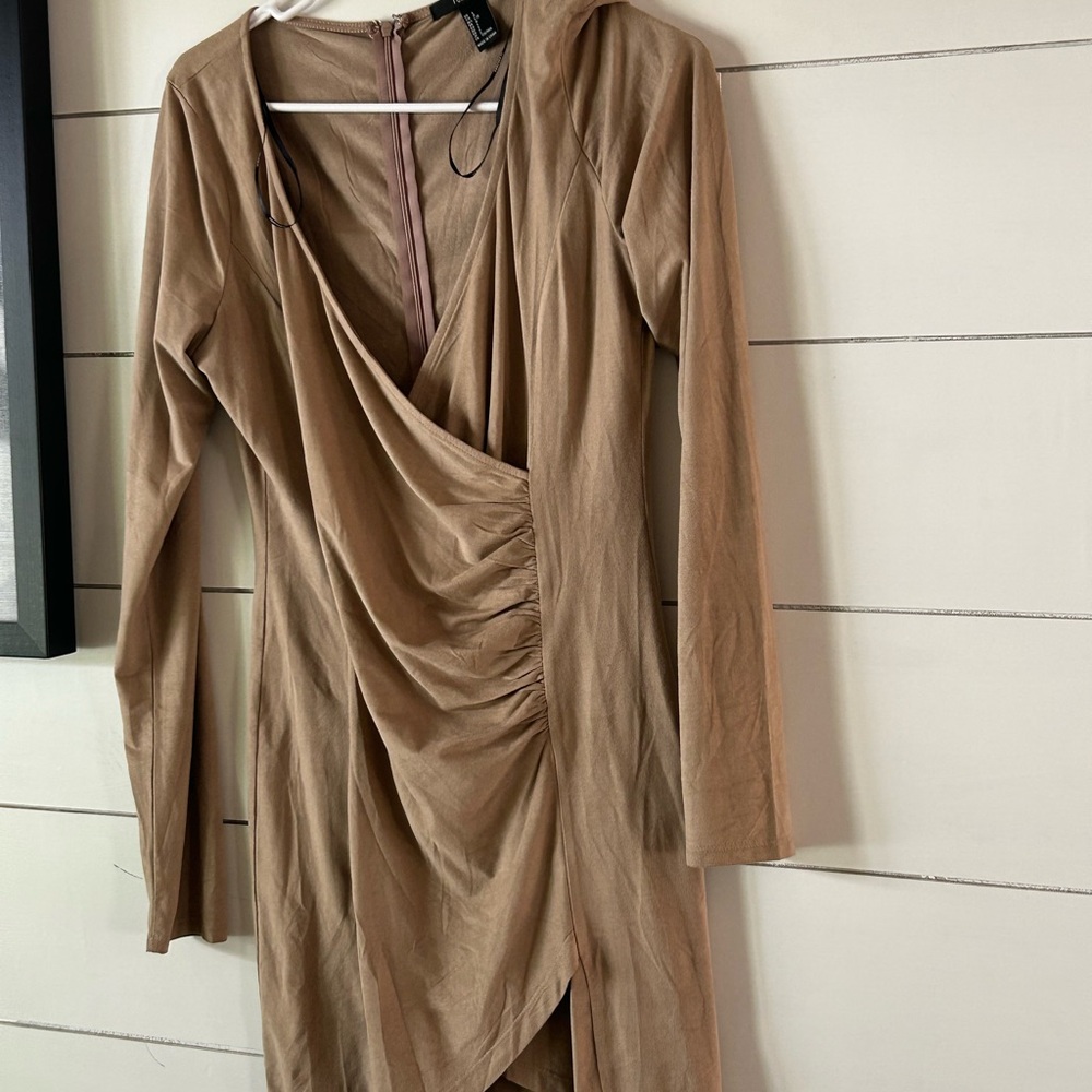Elegant Tan Long Sleeve Dress